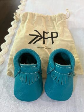 Freshly Picked Teal Leather Baby Moccasins